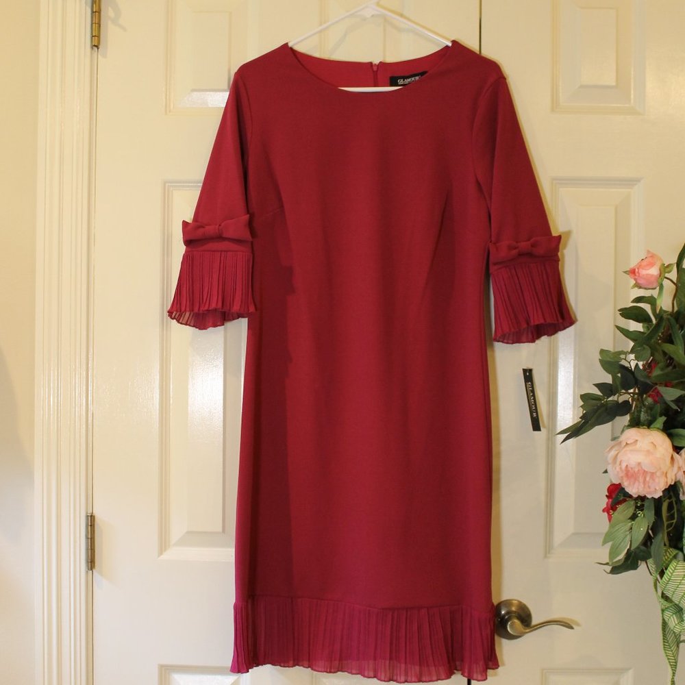 Glamour Red Dress Berry Red with 3/4 sleeves Size 10 NWT